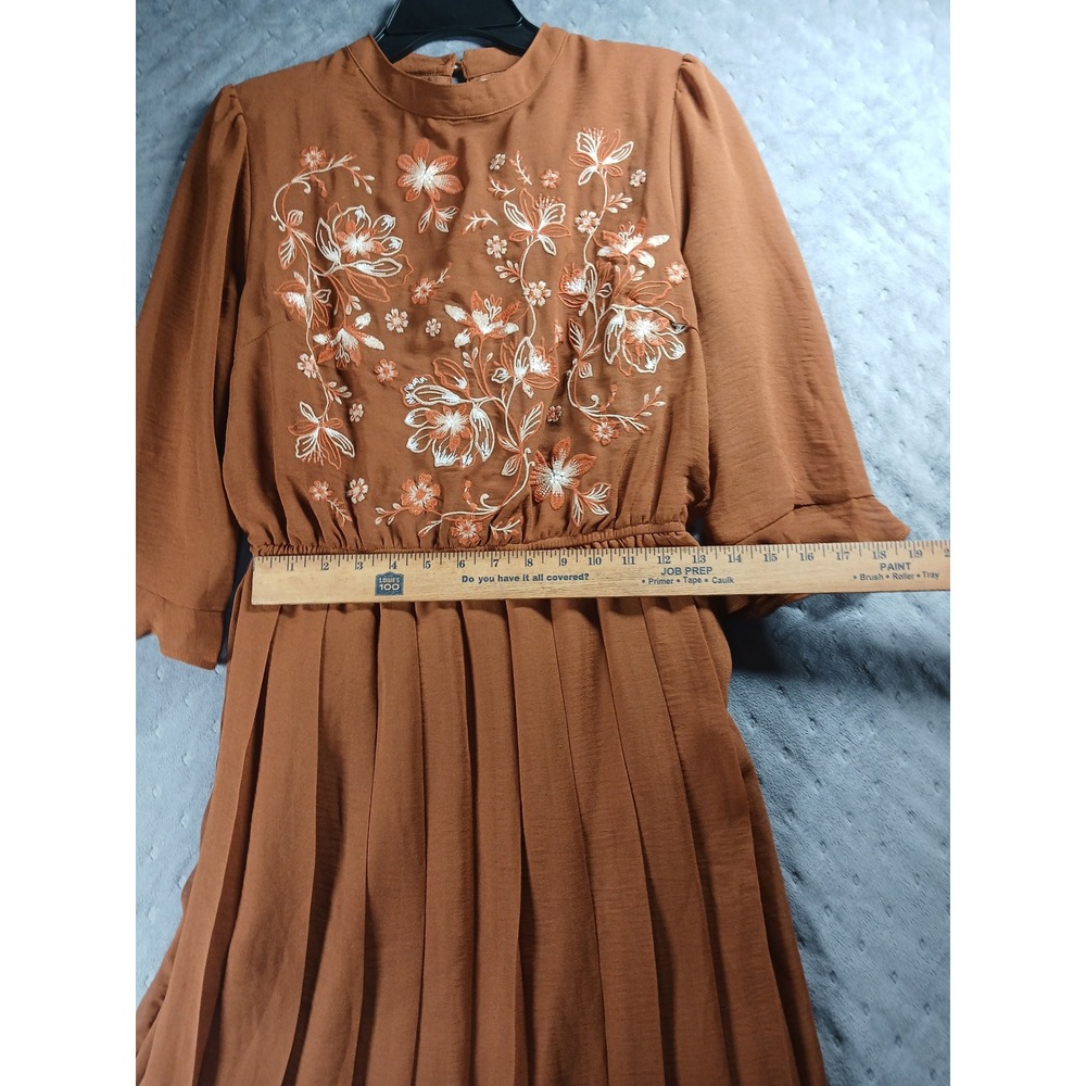 🌟 STUNNING Savanna Jane Cottagecore Embroidered Boho Pleated Dress Medium 🌟 - Picture 5 of 9